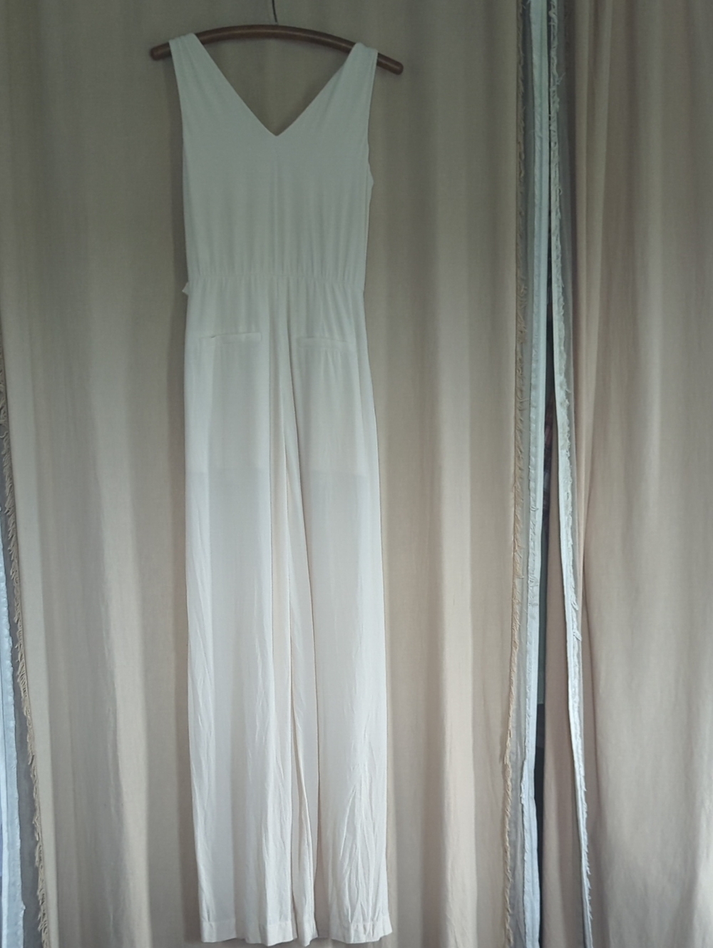 Brunello Cucinelli Vanilla Silk Crepe Sleeveless Faux-Wrap Jumpsuit - Picture 8 of 13